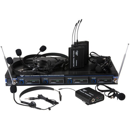 Pyle PDWM4400 4 Mic VHF Wireless Lavalier Headset System